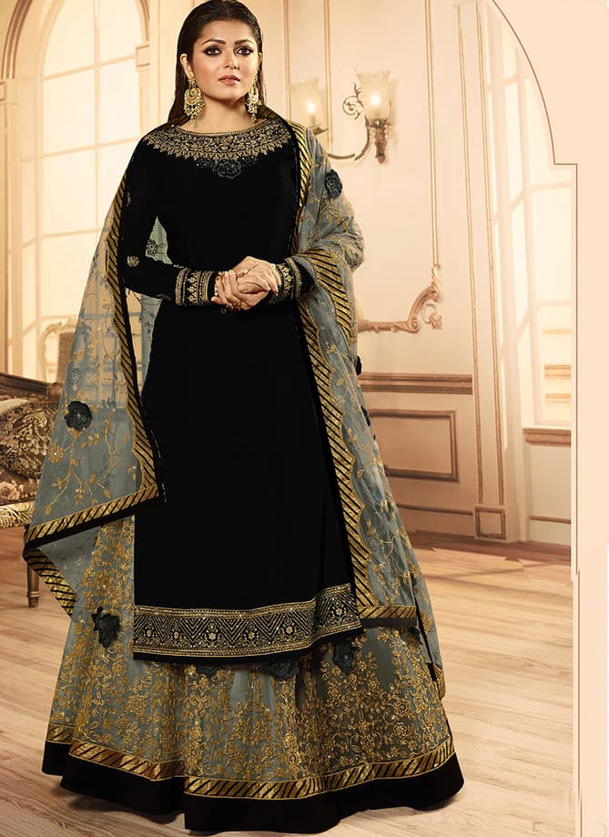 New Party Wear Anarkali Collection With Ghagra Having Wonderful Embroidery Work and Net Dupatta With Beautiful Border    